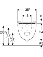 Geberit Acanto taharet fonksiyonlu alçak tip asma klozet seti, kapalı form, Rimfree, klozet kapaklı, örtüşen kapak - Görsel 2