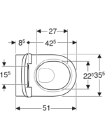 Geberit Acanto taharet fonksiyonlu alçak tip asma klozet seti, kapalı form, Rimfree, klozet kapaklı, örtüşen kapak - Görsel 3