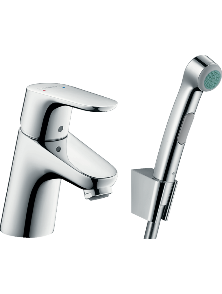 Focus Tek kollu Lavabo bataryası 70 bidette el duşu ve 160 cm duş hortumu ile