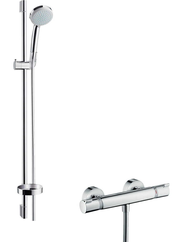 Croma 100 Aplike duş sistemi Vario, Ecostat Comfort termostat ve 90 cm duş barı ile