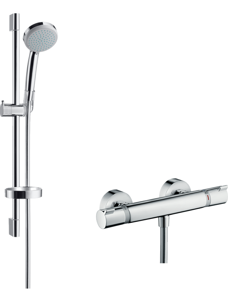 Croma 100 Aplike duş sistemi Vario, Ecostat Comfort termostat ve 65 cm duş barı ile