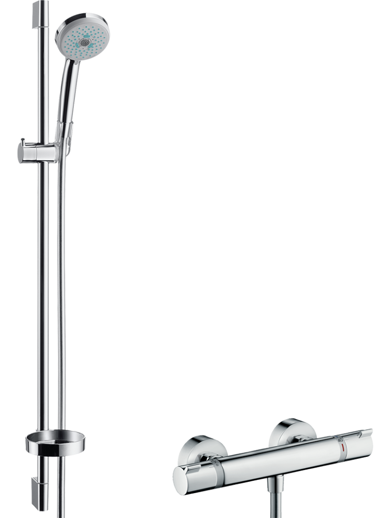 Croma 100 Aplike duş sistemi Multi, Ecostat Comfort termostat ve 90 cm duş barı ile