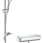 Raindance Select E Aplike duş sistemi 120 3jet, Ecostat Select termostat ve 65 cm duş barı ile