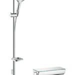 Raindance Select E Aplike duş sistemi 120 3jet, Ecostat Select termostat ve 90 cm duş barı ile