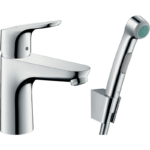 Focus Tek kollu Lavabo bataryası 100 bide el duşu ve 160 cm duş hortumu ile