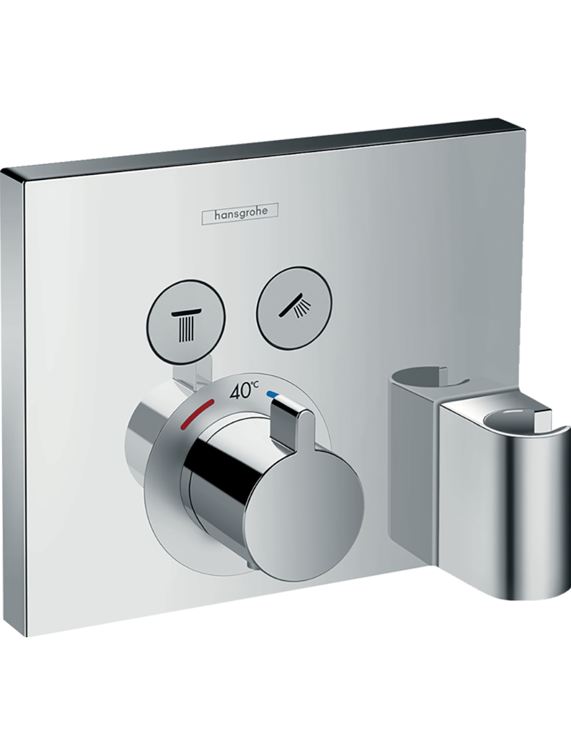 154__hpa01455_tif.png ShowerSelect Termostat ankastre montaj, 2 çıkış için hortum bağlantısı ve duş askısı ile - Görsel 1