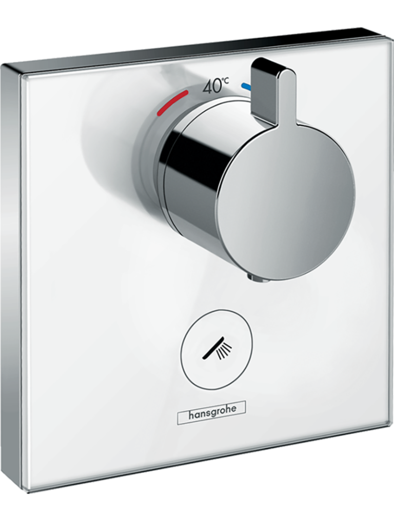 ShowerSelect Glass Termostat yüksek debi ankastre montaj, 1 çıkış ve ilave çıkış için