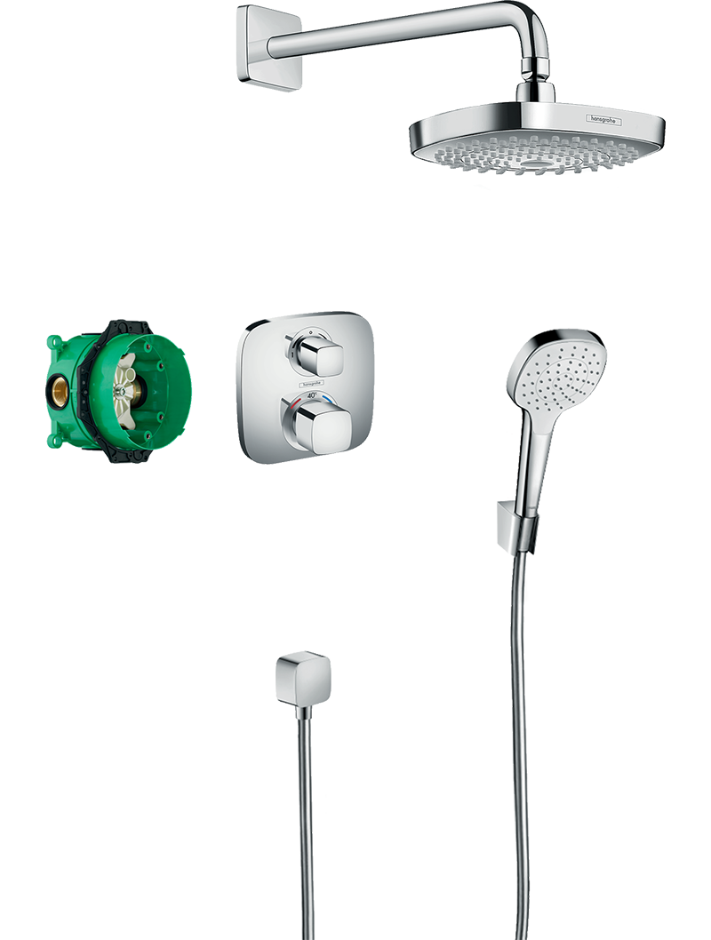 154__hpa01704_tif.png Croma Select E Duş sistemi ankastre montaj 180 2jet Ecostat E termostat ile - Görsel 1