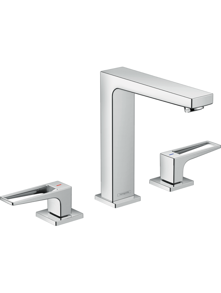 Metropol 3-Delikli lavabo bataryası 160 bas-aç gider seti ve Loop volan ile