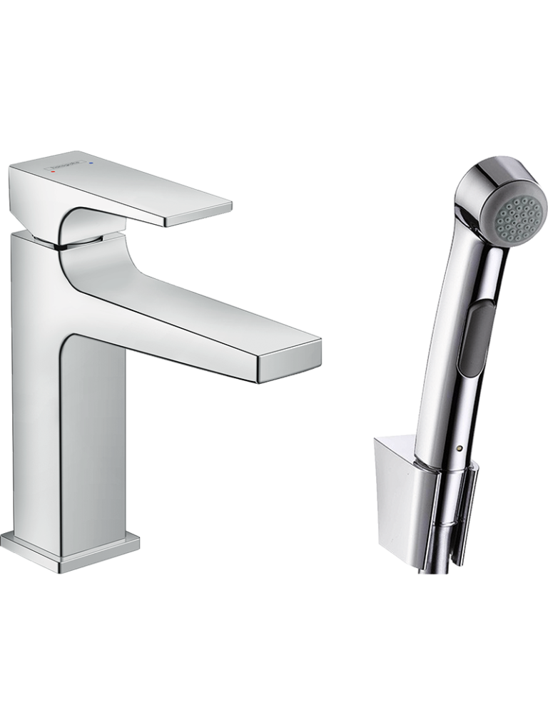 Metropol Tek kollu Lavabo bataryası çubuk volan, bidette el duşu ve 160 cm duş hortumu ile