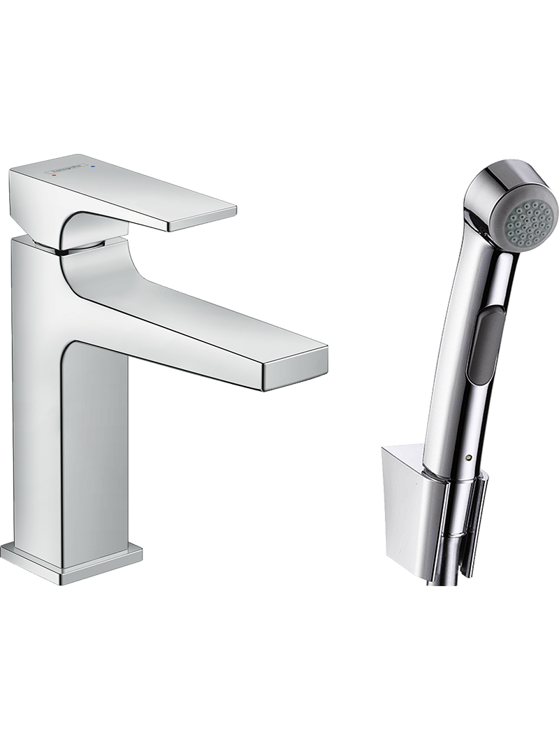 154__hpa02020_tif.png Metropol Tek kollu Lavabo bataryası çubuk volan, bidette el duşu ve 160 cm duş hortumu ile - Görsel 1