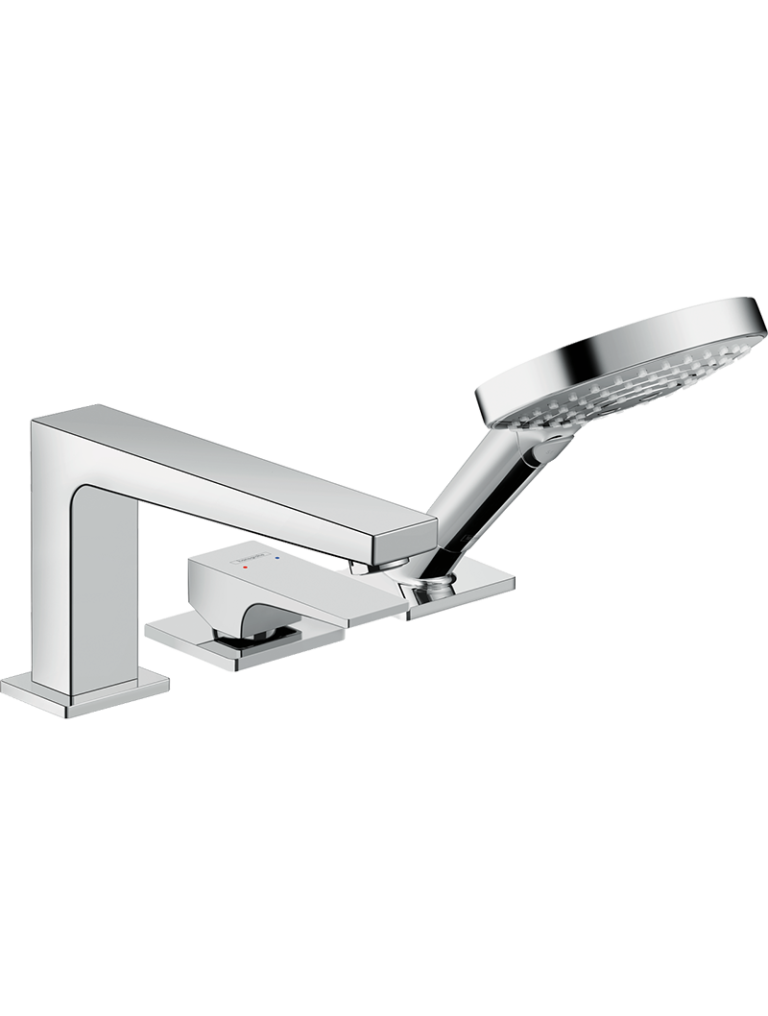 Metropol 3-Delikli küvet kenarı tek kollu banyo bataryası çubuk volan ile