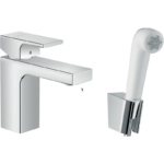 Vernis Shape Tek kollu lavabo bataryası 100 bidette el duşu ve 160 cm duş hortumu ile