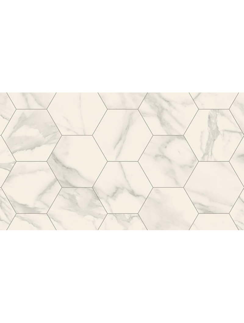 THH_RR_ICONIK_Marble_Bianco_Hexagon_Grey_001.png Marble Bianco Hexagon GREY ICONIK 240 Vinil Rulolar - Görsel 1