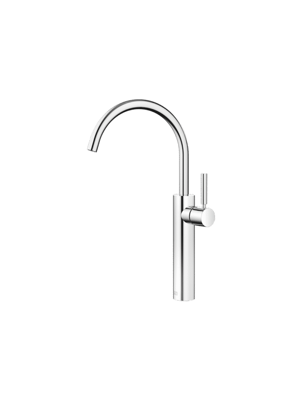 META Single-lever basin mixer with raised base without pop-up waste - Chrome