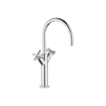 TARA Single-hole basin mixer with raised base without pop-up waste - Chrome