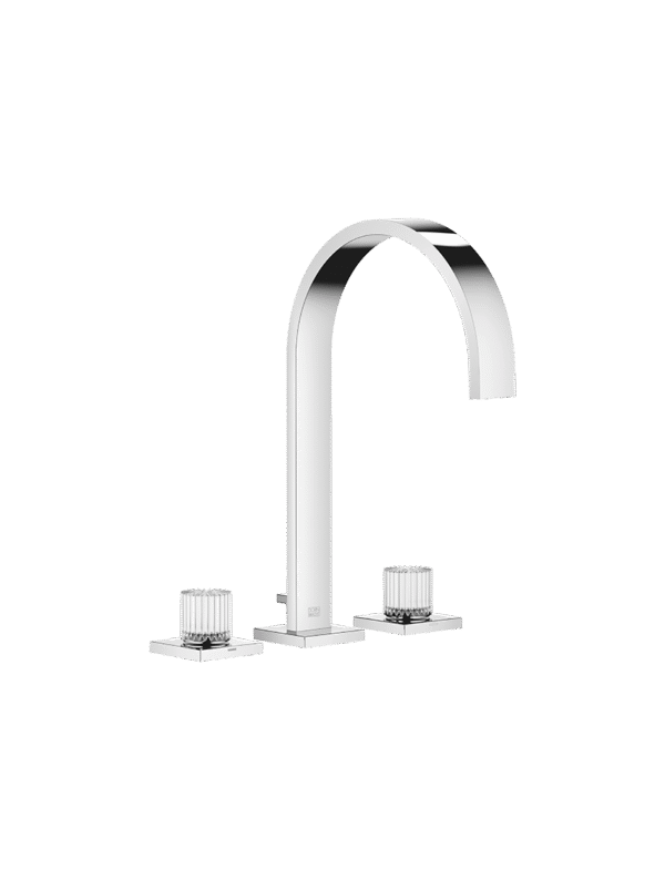 MEM Three-hole basin mixer with pop-up waste Glass Design CLIVIA small - Chrome