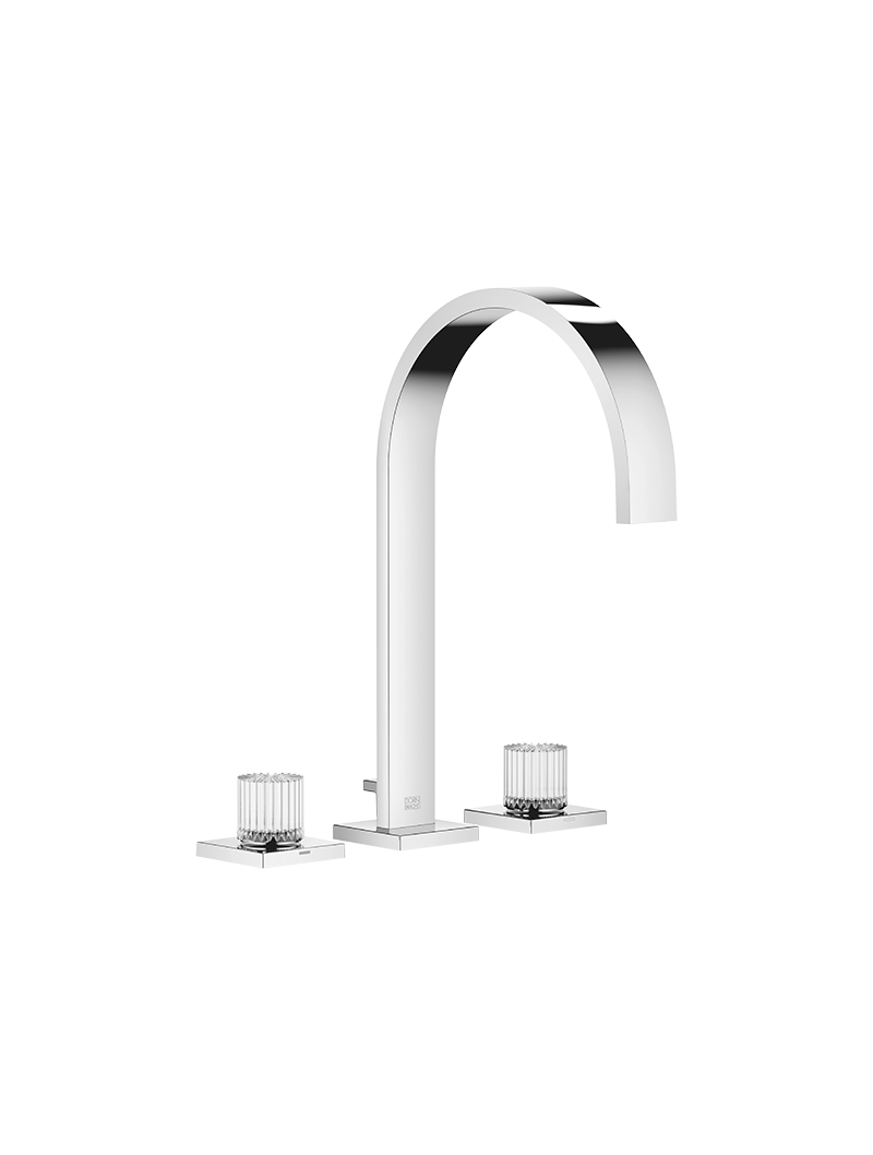Z1O366lA MEM Three-hole basin mixer with pop-up waste Glass Design CLIVIA small - Chrome - Görsel 1