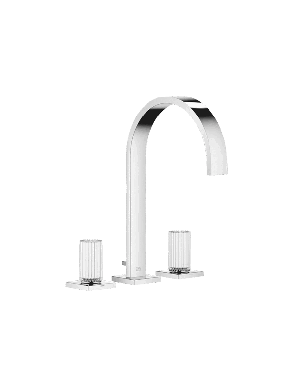 MEM Three-hole basin mixer with pop-up waste Glass Design CLIVIA medium - Chrome