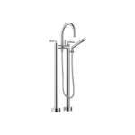 TARA Two-hole bath mixer for free-standing assembly with hand shower set - Chrome