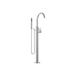 Single-lever bath mixer with stand pipe for free-standing assembly with hand shower set - Chrome