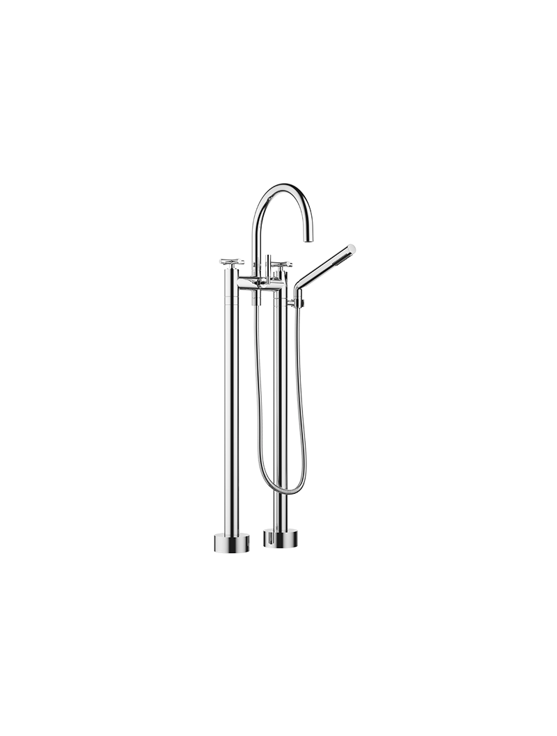 8f6NEZ2o.png TARA Two-hole bath mixer for free-standing assembly with hand shower set - Chrome - Görsel 1