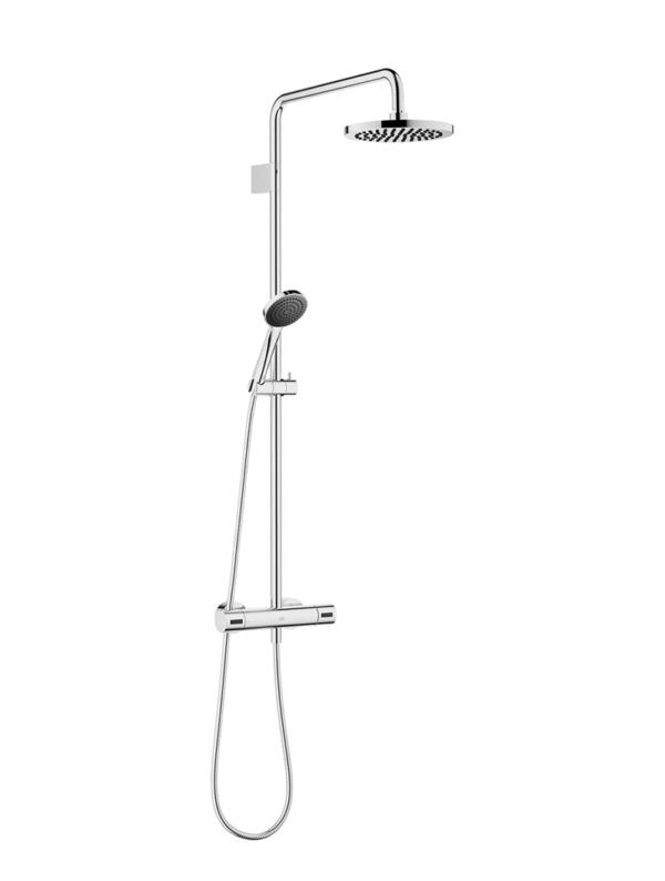 Showerpipe with shower thermostat - Chrome
