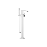LULU Single-lever bath mixer with stand pipe for free-standing assembly with hand shower set - Chrome