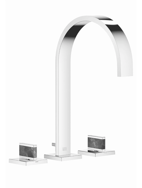 MEM Three-hole basin mixer with pop-up waste Nature Squared Mussel Shell Gaya Blue - Chrome