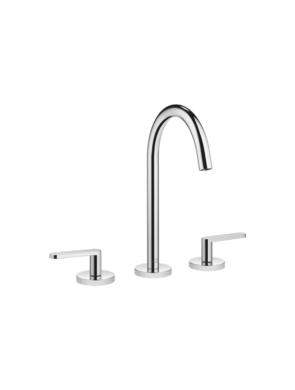 META Three-hole basin mixer with pop-up waste - Chrome