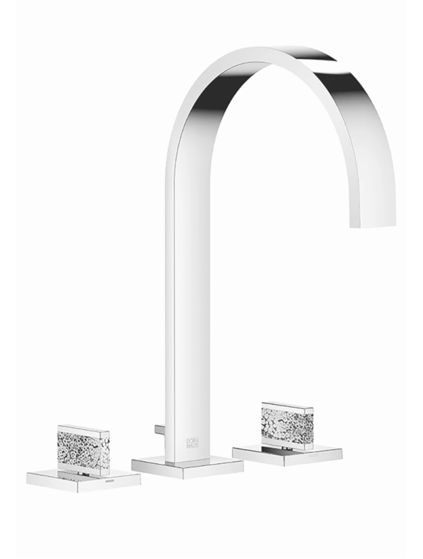 MEM Three-hole basin mixer with pop-up waste Nature Squared Black Agate Ariel - Chrome