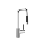 META SQUARE Single-lever mixer Pull-down with spray function - Chrome