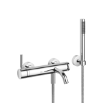 META Single-lever bath mixer for wall mounting with hand shower set - Chrome