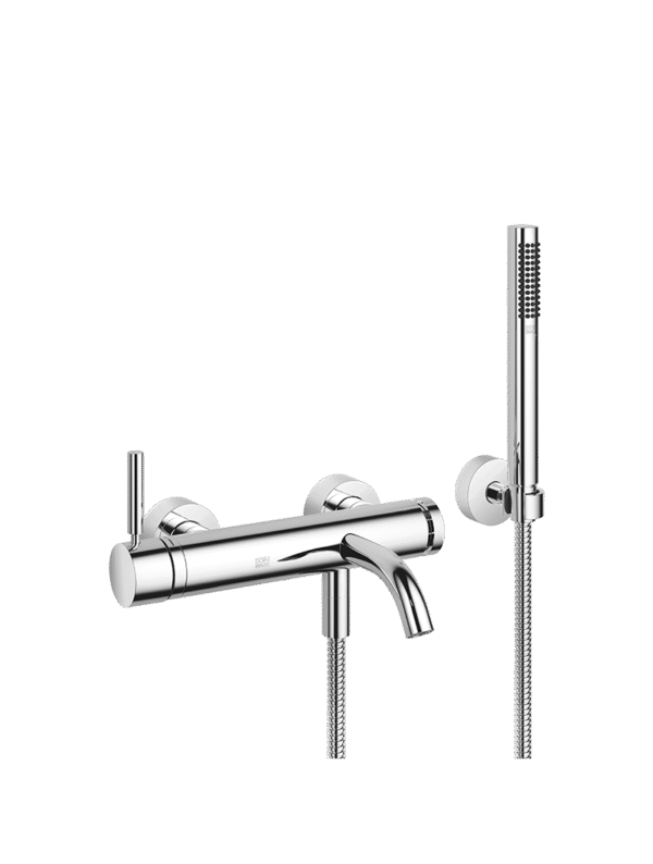 META Single-lever bath mixer for wall mounting with hand shower set - Chrome
